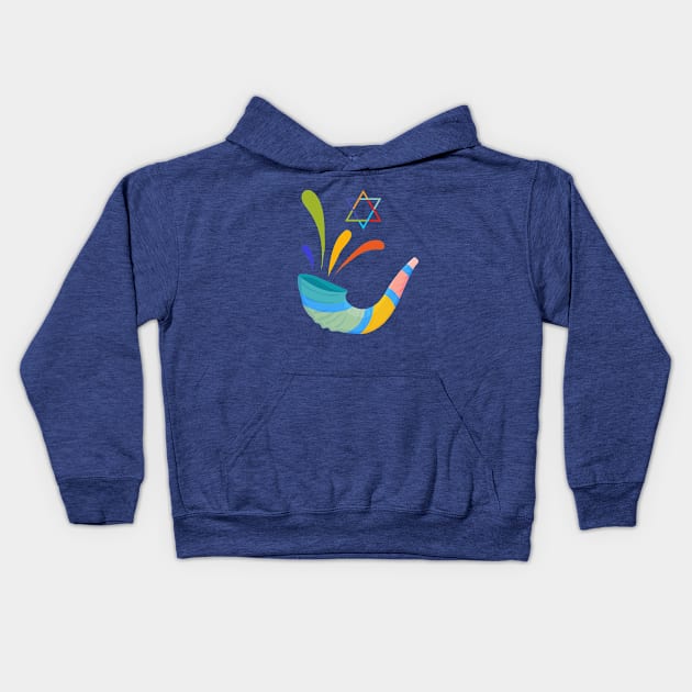 Rosh Hashanah Yom Kippur Shofar Kids Hoodie by tatadonets